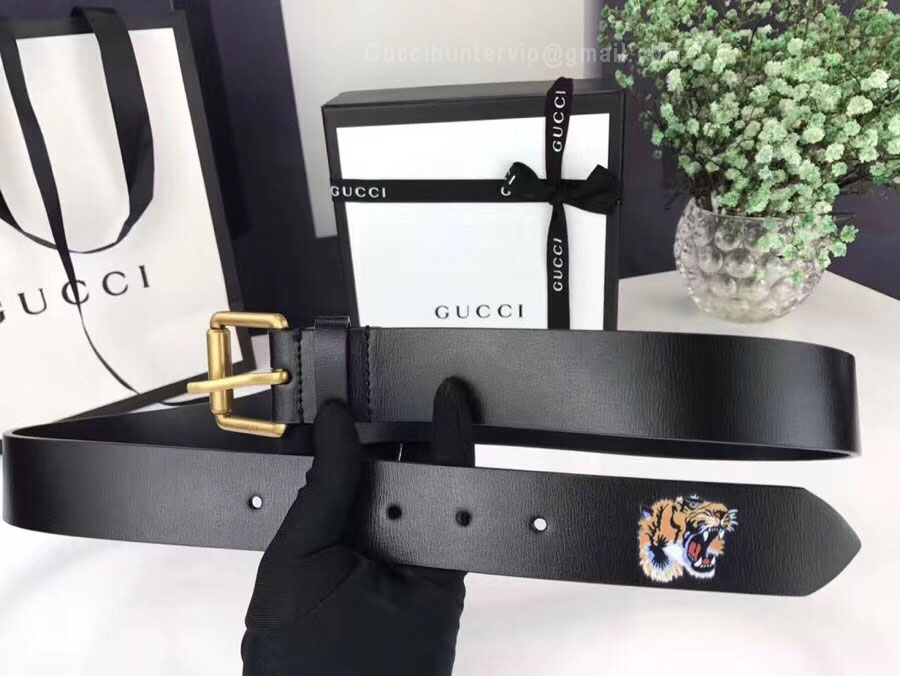 Gucci Belt Whit Tiger Black 35mm